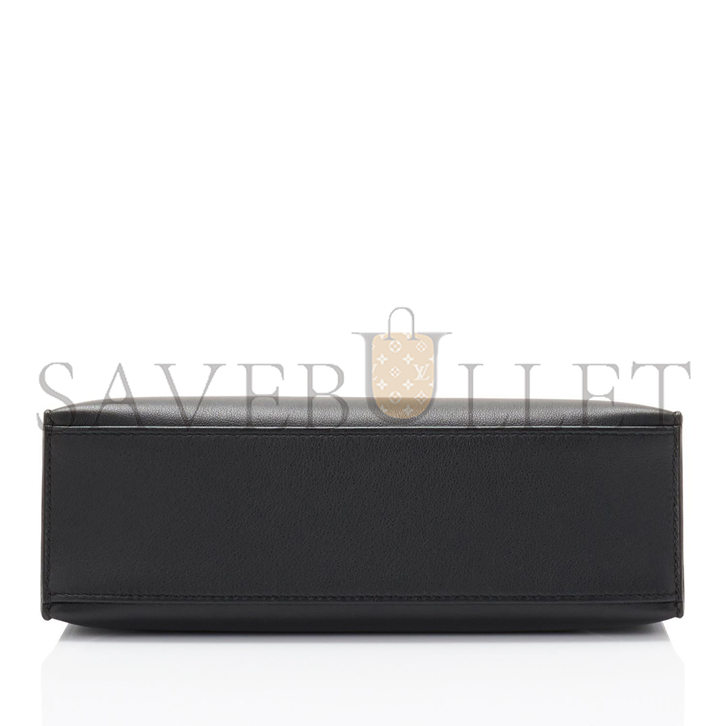 HERMÈS MASTER KELLY POCHETTE BLACK GOLD HARDWARE CLUTCH CUT BAG SWIFT (22*14*7cm) 